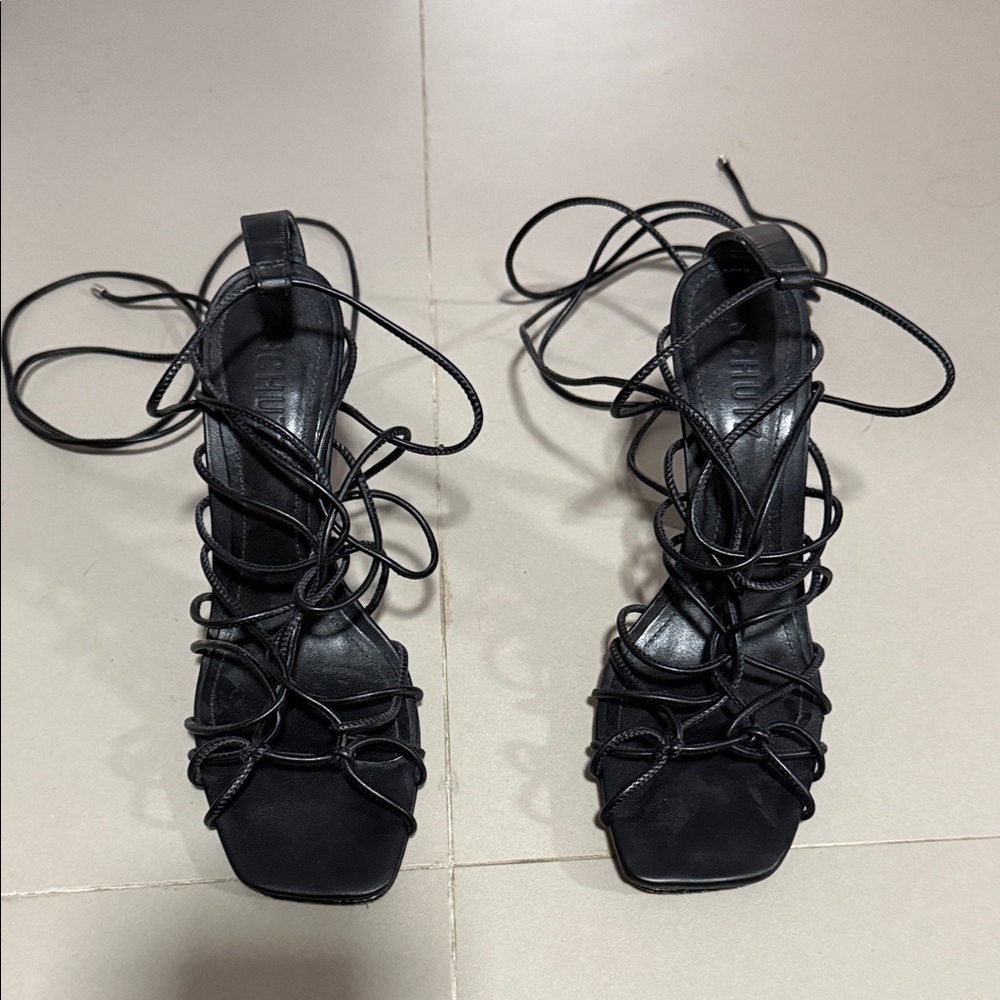 SCHUTZ Black Lace-Up Heels